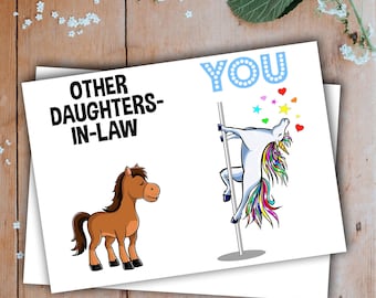 Daughter In Law Greeting Card Handmade Blank Funny Gifts For Birthday Best Present Idea Ever Unicorn Daughter-In-Law Wedding Gift N-70A