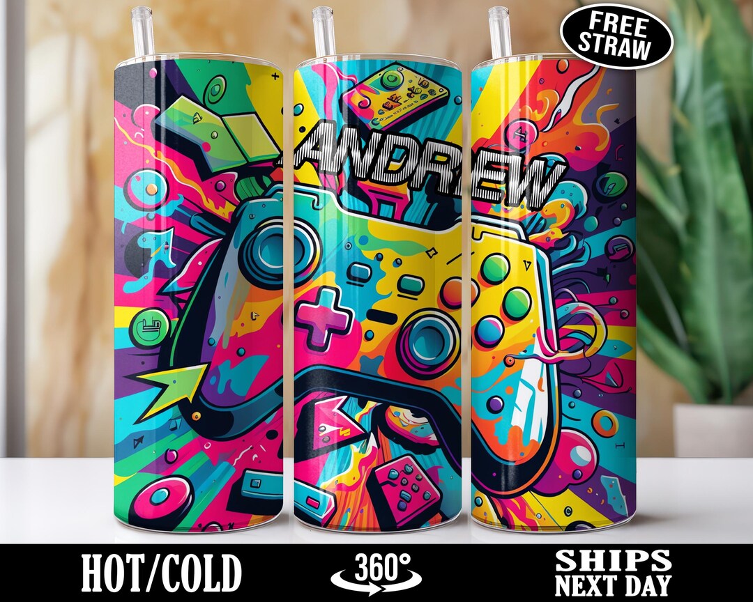Personalized Gaming Tumbler, Custom Gamer Tumbler for Gamers, Colorful ...