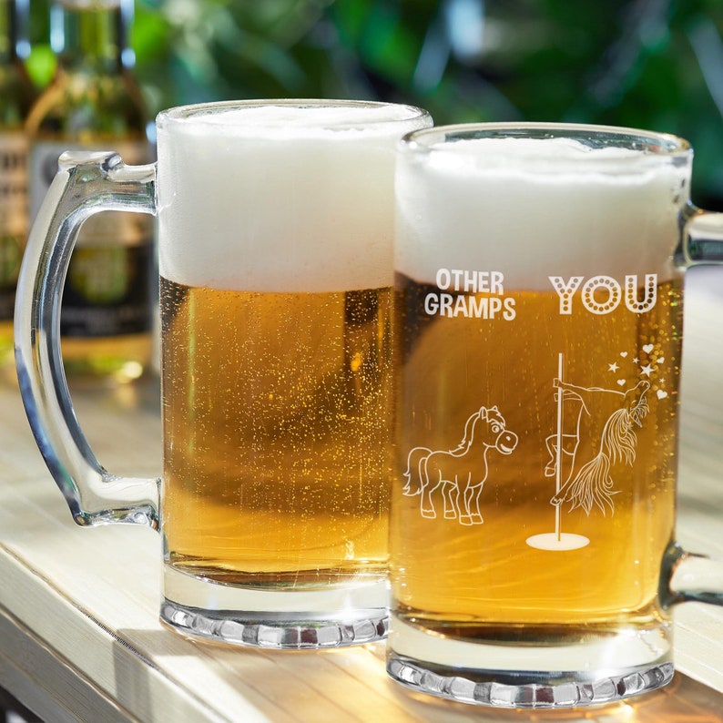 Gramps Beer Mug Glass Stein Cup Funny Gifts For Birthday Best Present Idea Ever Unicorn Gift From Granddaughter Grandson Grandchildren T-62Q