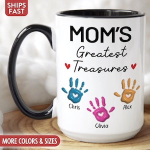 Personalized Mom Mug, Custom Mom Cup, Mom Coffee Mug for Mom Gifts with Kids Names, Birthday Christmas Mothers Day Gifts from Children Z-16Q