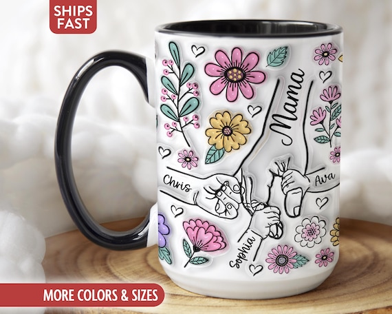 Mom Mug, Mama Mug, Personalized Mom Cup, Custom Mama Cup, Mom Gifts with Kids Names, Mommy Birthday Mothers Day Gifts from Children J-16Y