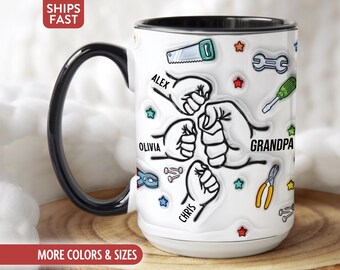Grandpa Mug, Personalized Grandpa Cup, Custom Grandpa Gifts from Grandkids Names Grandchildren, Grandfather Birthday Fathers Day Gift N-23R
