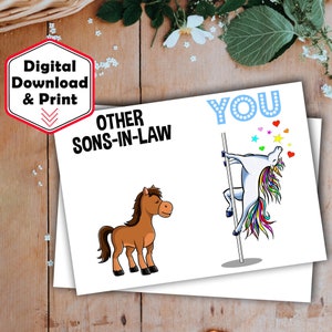 Schwiegermutter Druckbare Grußkarte Lustige Geschenke zum Geburtstag beste Geschenkidee überhaupt Einhorn Schwiegersohn Hochzeitsgeschenk F-82G