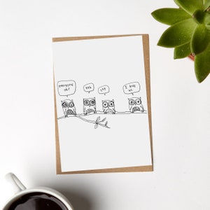 Owl Card, Family tree, Owl Family, I Love Us, Cute Card, Card for Family, Owls, Bird Family, Cute Illustration, Funny Cards, Eco Friendly