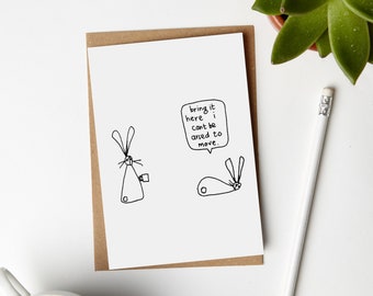 Card for Friend, Birthday Card, Relationship Card, Funny Card, Brew, Rabbits, Funny Card, Card for Husband, Cup of Tea, Cup of Coffee