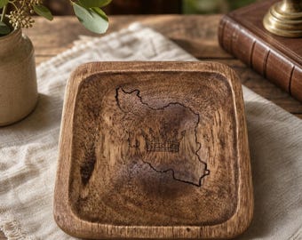 Customized Iranian Wooden Decorative Bowl | Personalized Persian Gift | Engraved Wooden Bowl | Farsi Gift | Nowruz Decor | Housewarming Gift