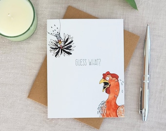 Guess What? Chicken Butt Greeting Card // Chicken Card // Funny Chicken Card // Chicken Lovers Card