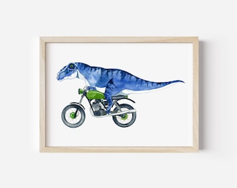 Dinosaur on a Motorcycle print