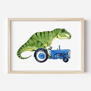 Dinosaur on a Tractor print