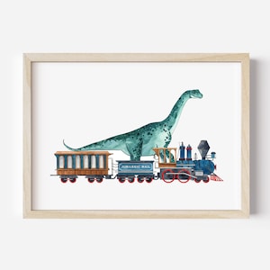 Dinosaur on a Train print // Diplodocus
