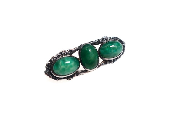 Antique or vintage sterling silver Peking jade gl… - image 6