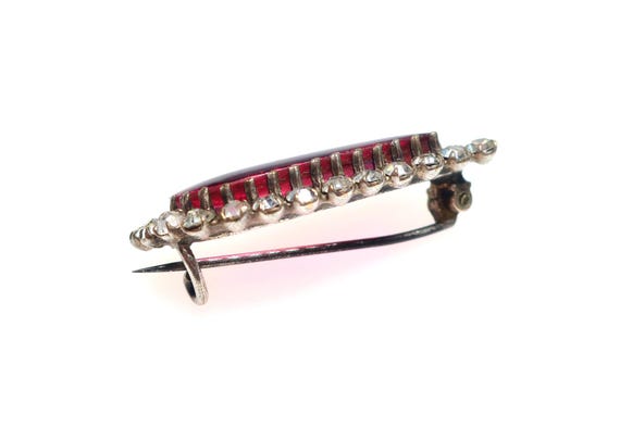 Antique Edwardian silver plated ruby paste lover’… - image 5