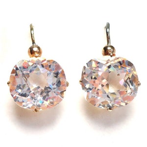 Antique Georgian Victorian old cushion cut diamond paste earrings