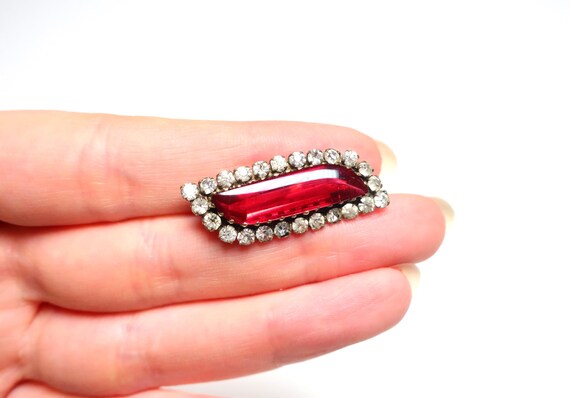 Antique Edwardian silver plated ruby paste lover’… - image 8