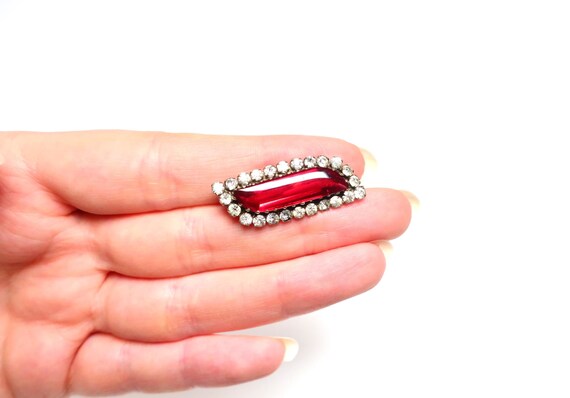 Antique Edwardian silver plated ruby paste lover’… - image 2