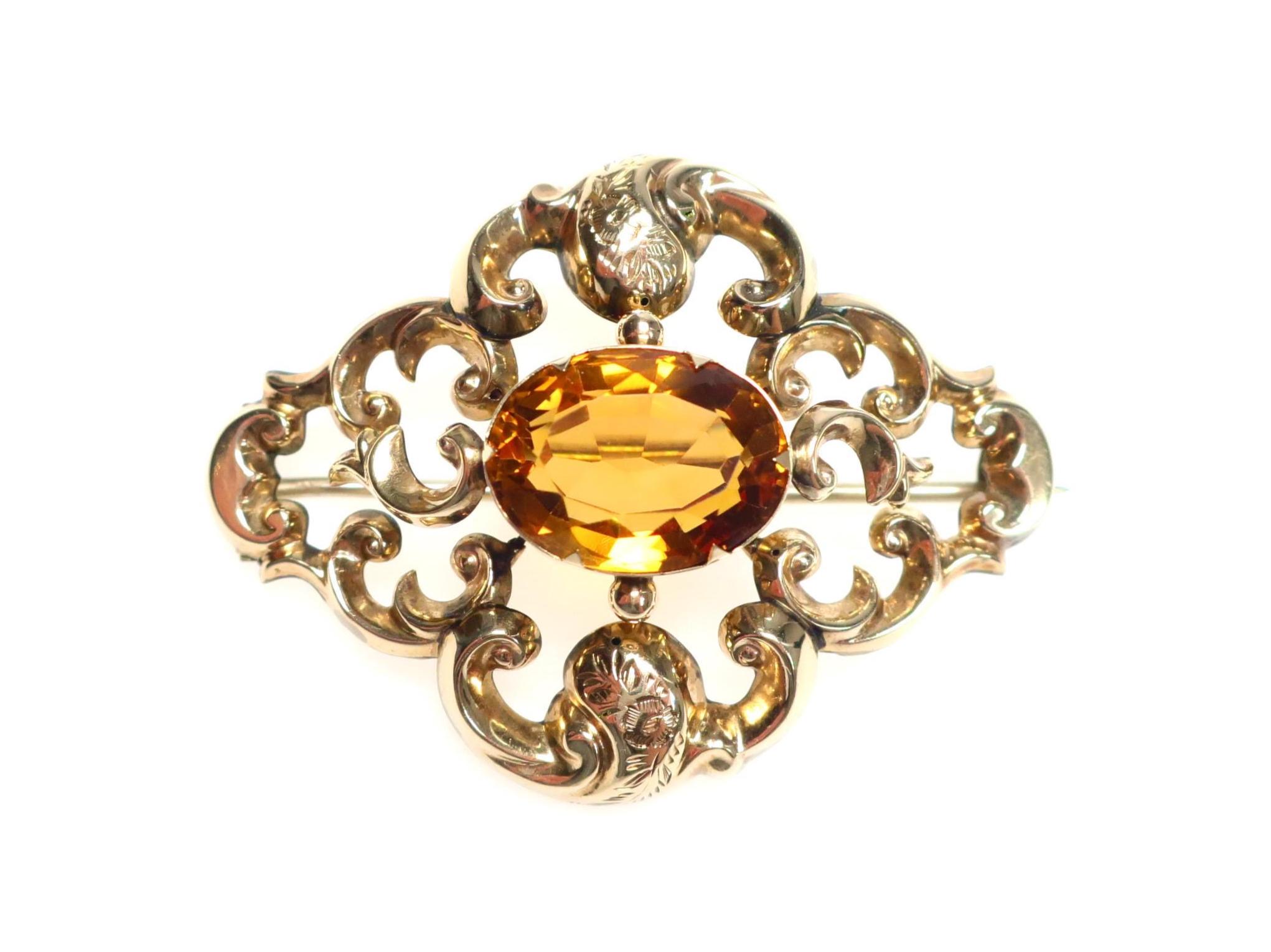 RESERVED FOR M Antique Victorian Large Gold Tone and Faceted  display picture 1
