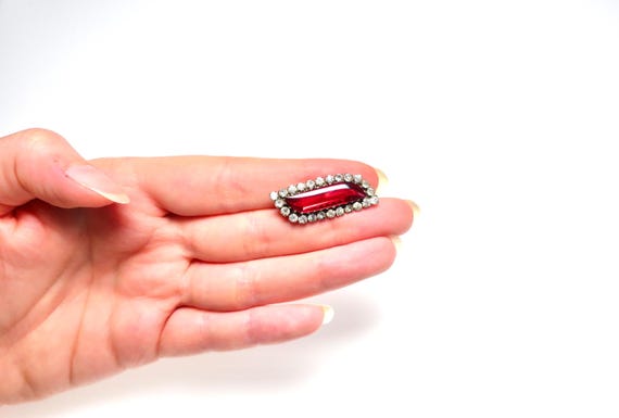 Antique Edwardian silver plated ruby paste lover’… - image 7