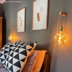 Wooden Pendant Light Wall Bracket - Natural Beachwood Wood Dowel Hook - duggi bild 5