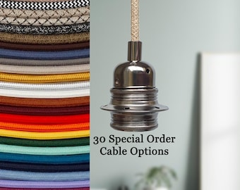 Plug in Pendant Light SPECIAL ORDER CABLES - Gunmetal Grey vintage style e27 threaded lamp holder - Reading, ambient mood lighting cord