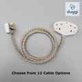 Vintage Style Twisted Fabric Cable Extension Lead - Black or White Trailing Socket - 1-way 2-way - 13a