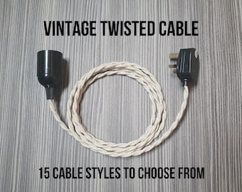 TW Plug in Pendant Light - Smooth Bakelite Lamp Holder, Twisted Fabric Cable and Plug - E27 Edison Screw - Vintage Retro MCM - duggi Design