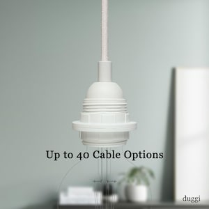 Plug in Pendant Light - White threaded e27 lamp holder - Hanging fabric cable wall cord - Reading, ambient or mood lighting