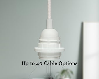 Plug in Pendant Light - White threaded e27 lamp holder - Hanging fabric cable wall cord - Reading, ambient or mood lighting