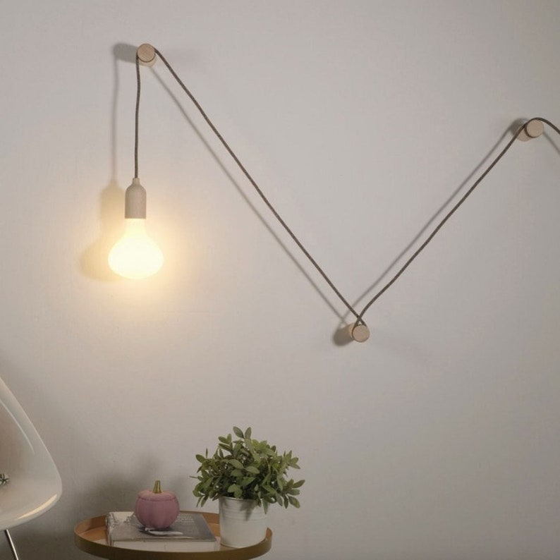 Wooden Pendant Light Wall Bracket - Natural Beachwood Wood Dowel Hook - duggi bild 7