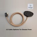 Vintage Style Twisted Fabric Cable Extension Lead - Black or White Trailing Socket - 1-way 2-way - 13a