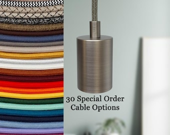 Plug in Pendant Light SPECIAL ORDER CABLES - Brushed Steel minimal modern e27 lamp holder - Hanging reading ambient mood lighting cord