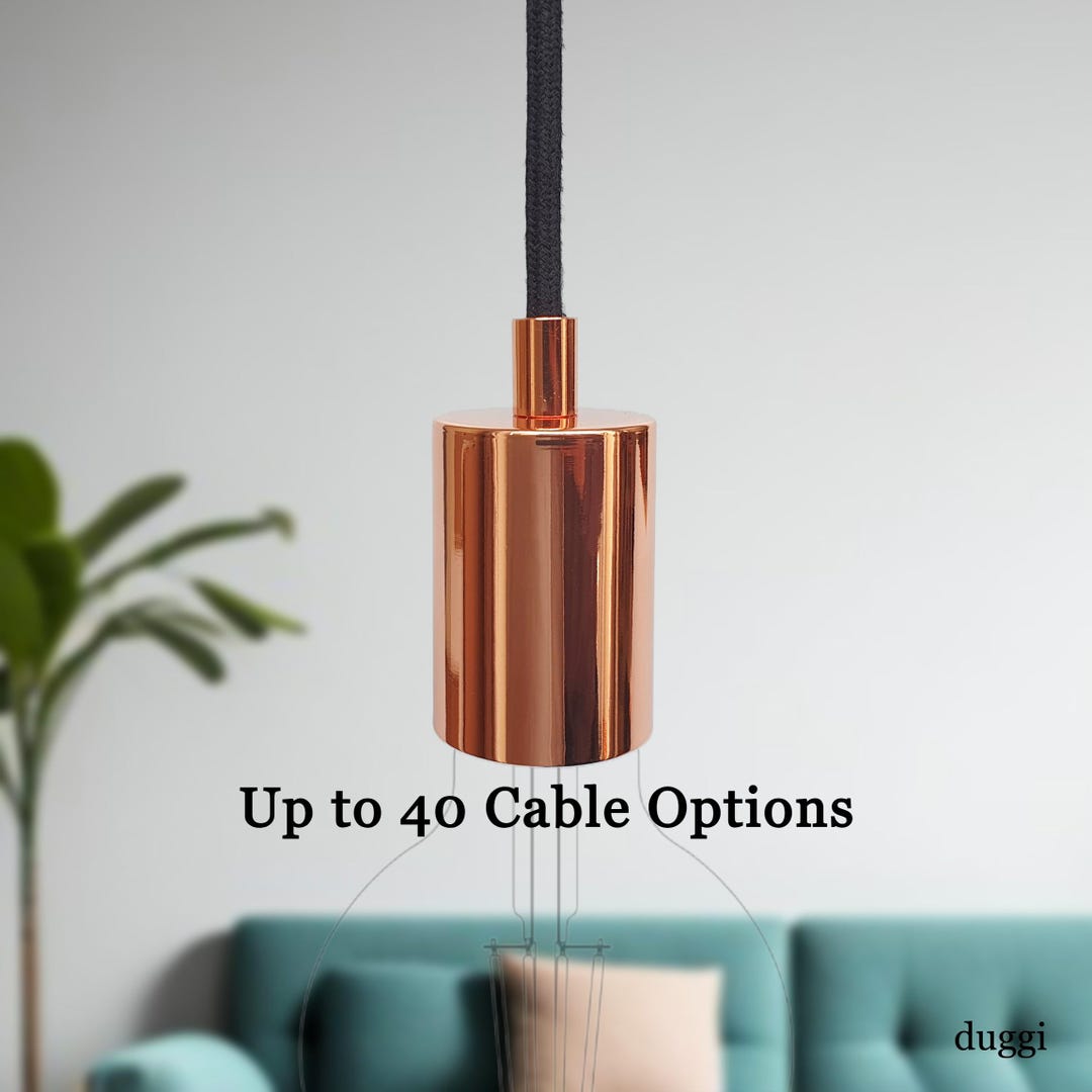 Plug in Pendant Light - Copper - Hanging Fabric Cable Wall Cord ...