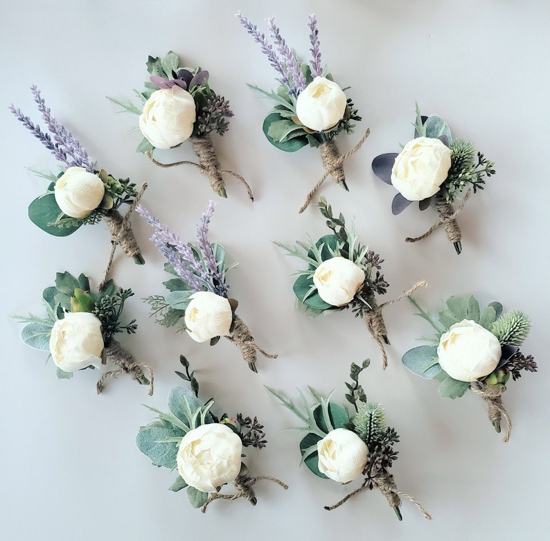 Rustic Boutonnieresrose Boutonnieretwine Boutonnieresilk Etsy