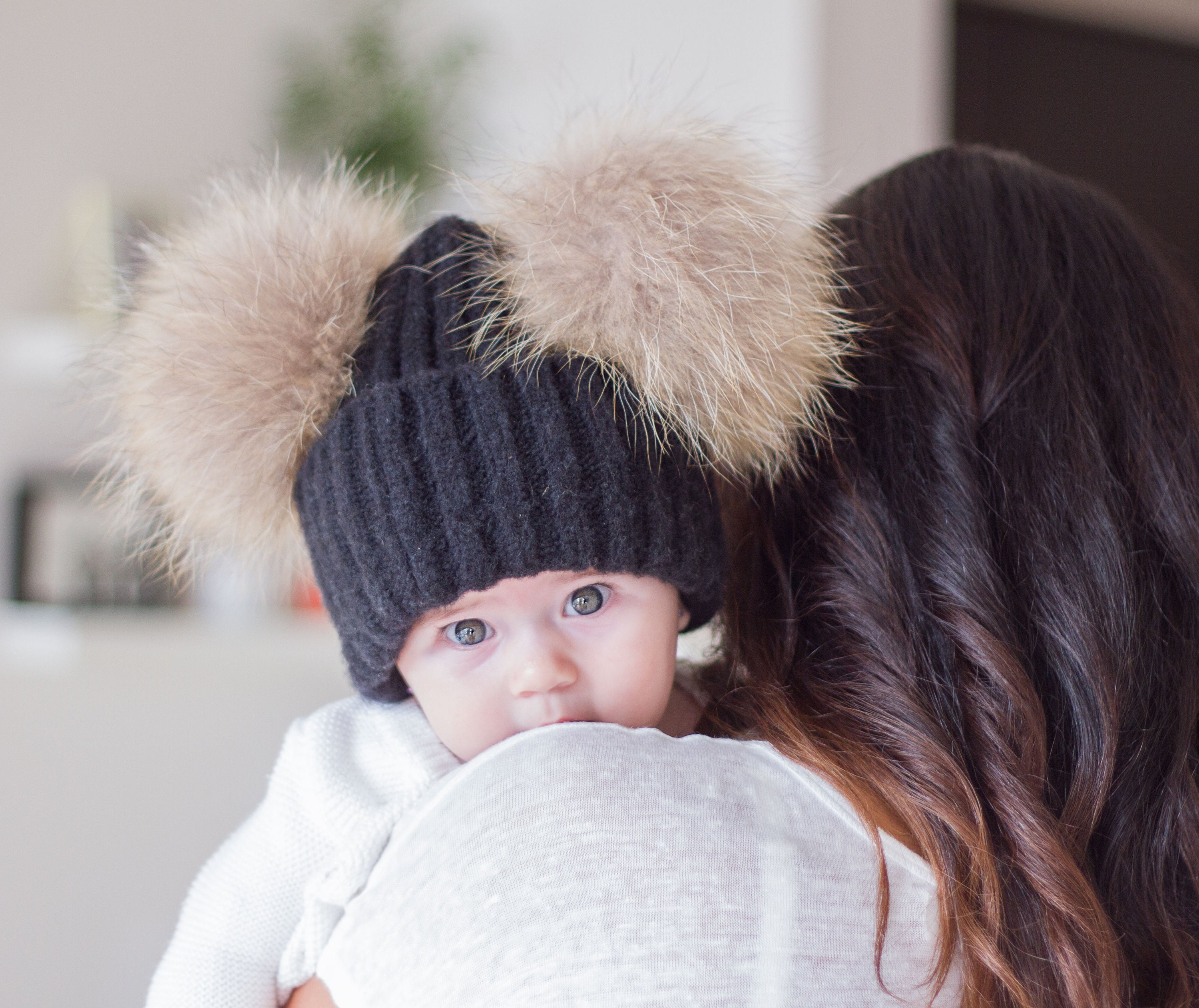 Toddler/Child Double Pom Beanie Hat - Fleece Lined – Beauty Bird