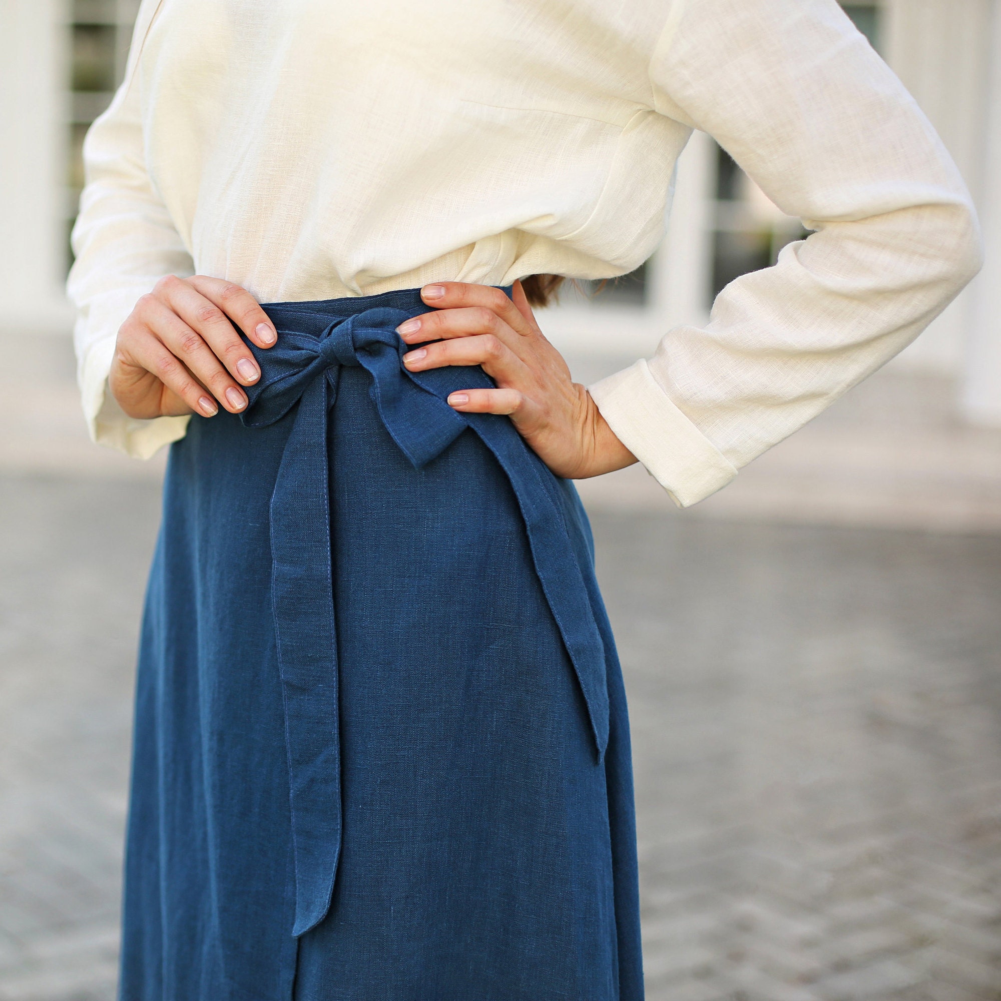 Long Linen Skirt / Wrap Linen Skirt With Belt/ Linen Maxi | Etsy