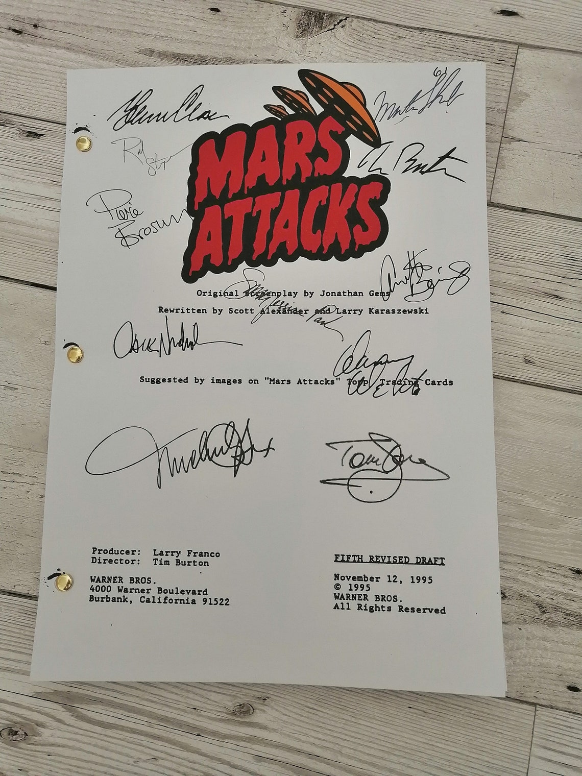 Mars Attacks Script Screenplay with Signatures Autograph Etsy