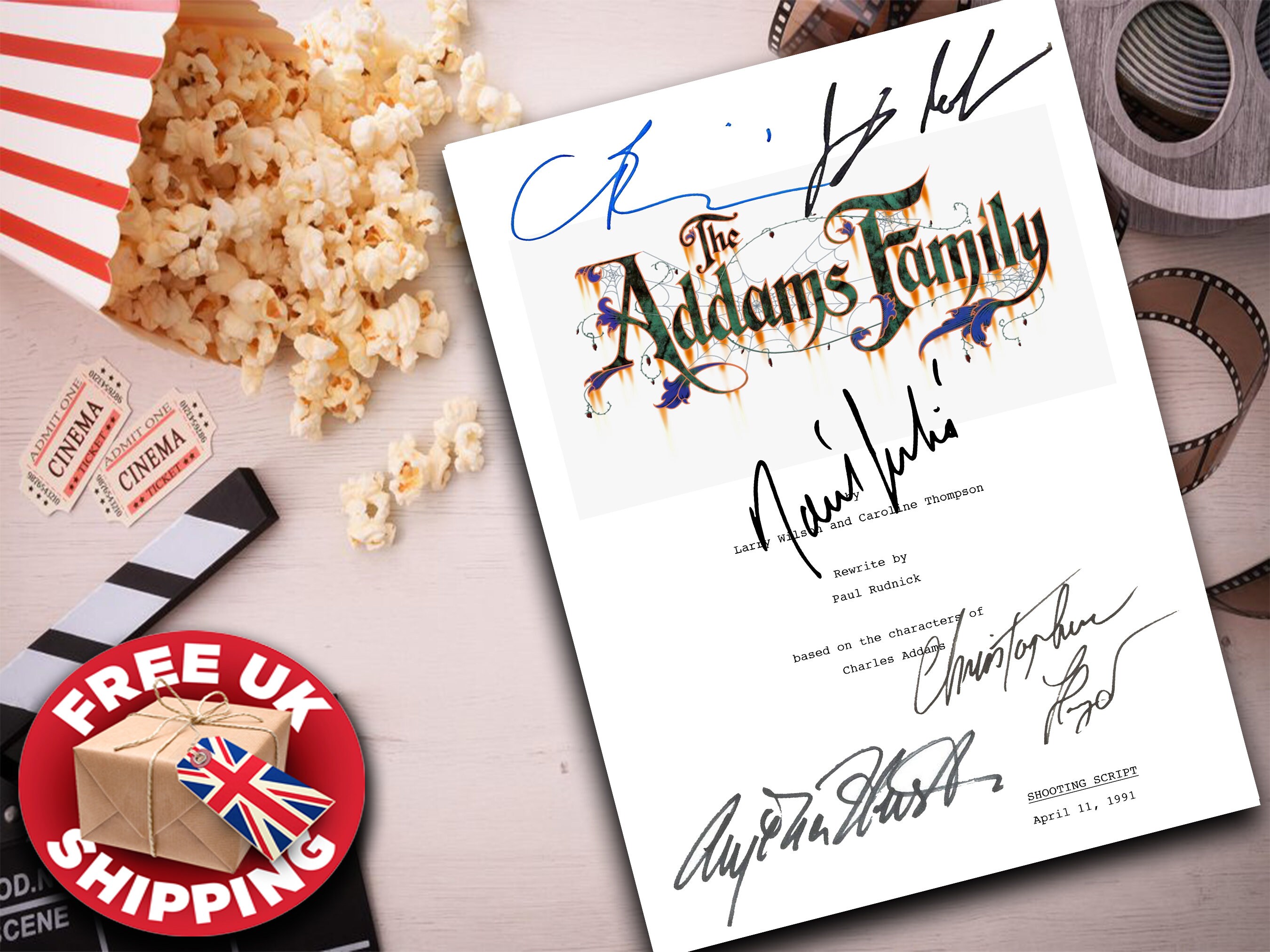 The Addams Family Script with Signatures /Autographs Reprint Etsy