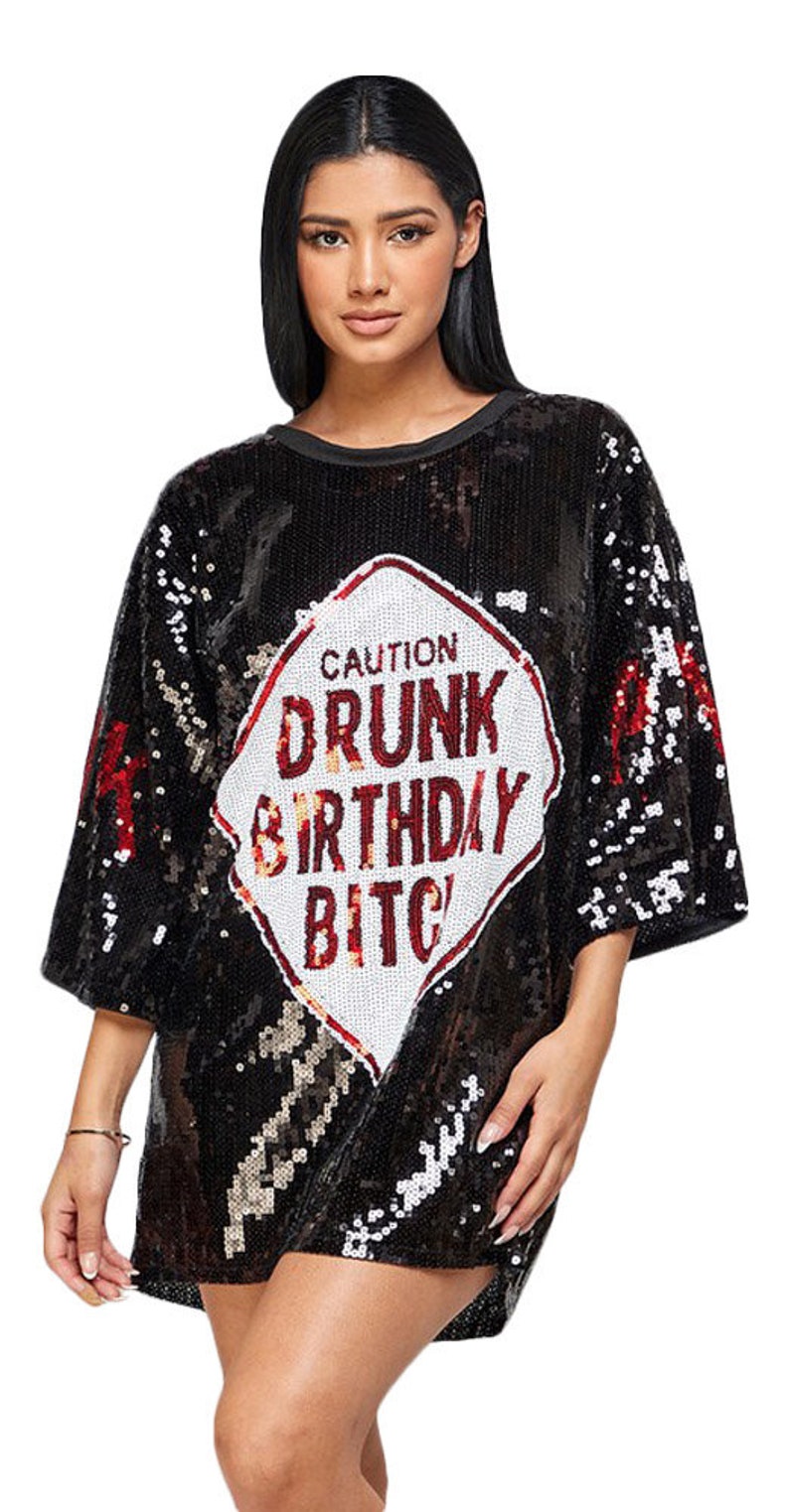 2chique Boutique Women's Sequin T Shirt Dress Drunk - Etsy