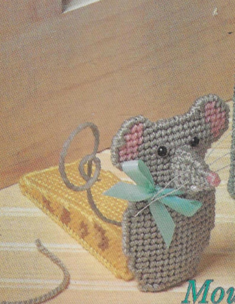 Cat Fishing Goldfish Tote Bag, Mouse Doorstop Plastic Canvas Pattern