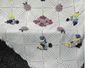 Vintage Flower garden afghan crochet pattern PDF