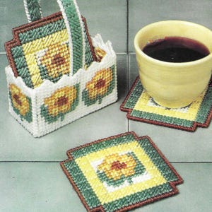 Flower coasters plastic canvas PDF