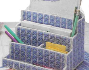 Three desk accessories plastic canvas pattern PDF