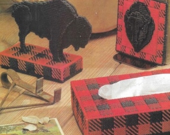 Buffalo plastic canvas set of three patterns bookend, paperweight PDF
