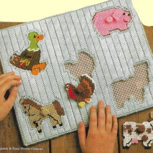 Barnyard puzzle plastic canvas pattern PDF