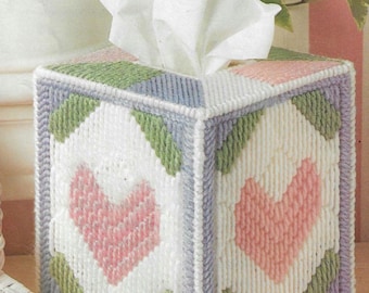 Funda para caja de pañuelos con forma de corazón, fácil de coser, en lienzo de plástico (PDF)