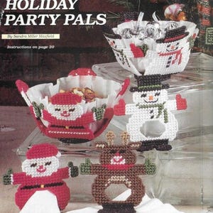 May include: Holiday Party Pals craft pattern featuring a snowman, Santa Claus, and reindeer. The pattern includes instructions on page 20.