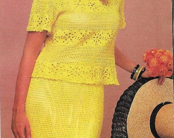 Filet crochet top and skirt PDF
