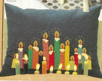 Vintage crochet Christmas candle pillow pattern PDF