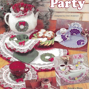 Tea Party, 4 tea cozy sets crochet patterns PDF