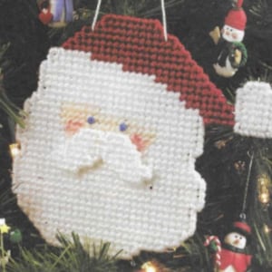 Santa and penguin ornaments plastic canvas pattern PDF