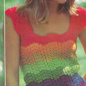 Vintage crochet rainbow pride top pattern PDF